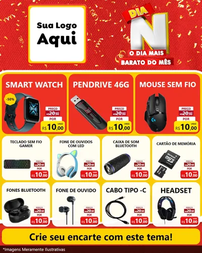 Modelo de Rede Social para Feed Instagram com o tema Dia N o Dia Mais Barato do Mês para Informática