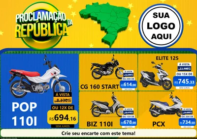 Modelo de Encarte para Encarte A4 Horizontal com o tema Proclamação da República para Concessionaria de Motos
