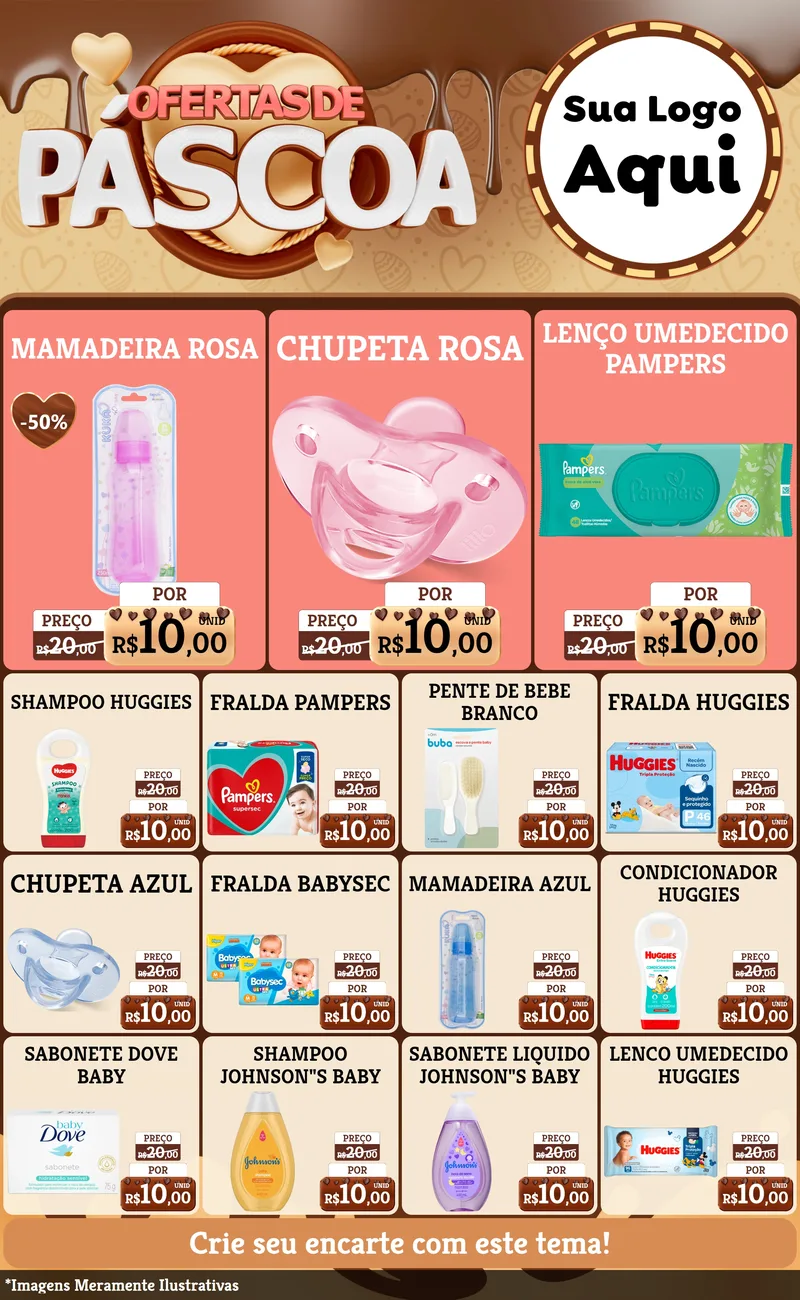 Modelo de Encarte para Encarte Grande com o tema Ofertas de Páscoa para Bebês