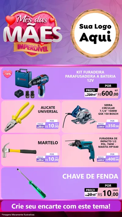Modelo de TV para TV Vertical com o tema Mês das Mães Imperdível para Maquinas e Ferramentas