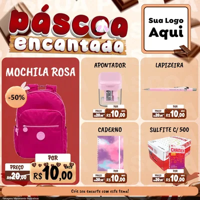Modelo de Rede Social para Feed Facebook com o tema Páscoa Encantada para Papelaria