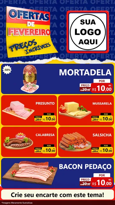Modelo de TV para TV Vertical com o tema Ofertas de Fevereiro - Preços Incríveis para Frios e Laticínios