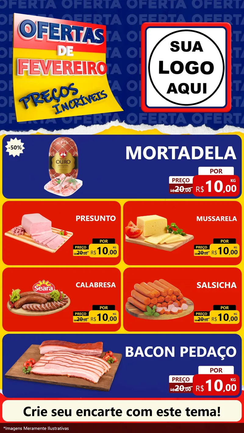 Modelo de TV para TV Vertical com o tema Ofertas de Fevereiro - Preços Incríveis para Frios e Laticínios
