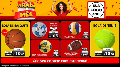 Modelo de TV para TV Horizontal com o tema Virada de Mês para Artigos Esportivos