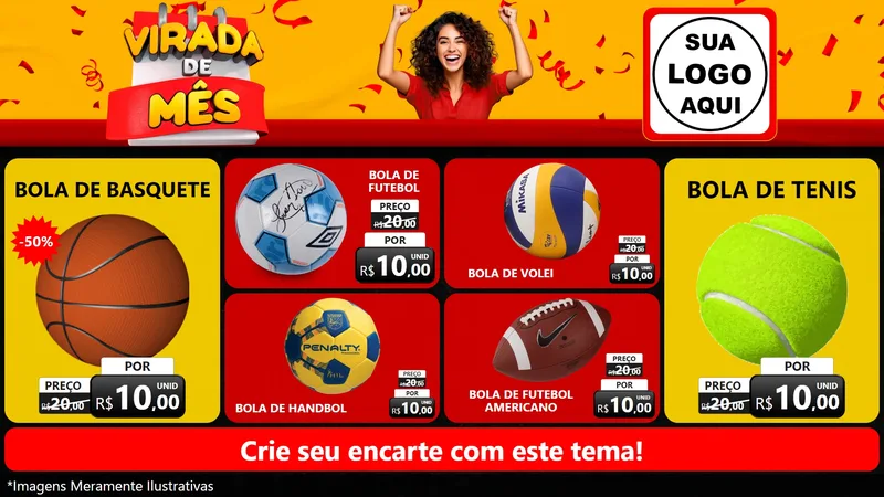 Modelo de TV para TV Horizontal com o tema Virada de Mês para Artigos Esportivos