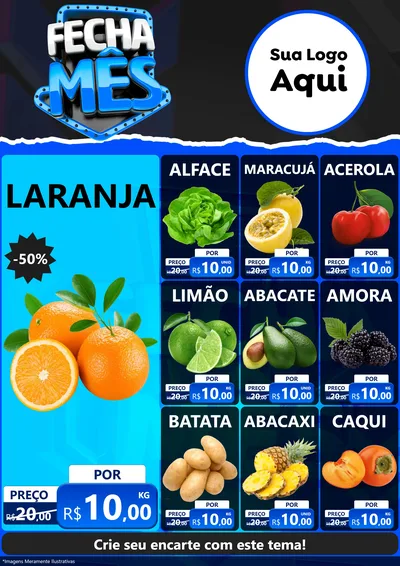 Modelo de Encarte para Encarte A4 Vertical com o tema Fecha Mês para Hortifrúti