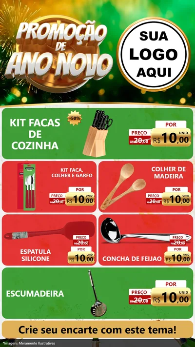 Modelo de TV para TV Vertical com o tema Promoção de Ano Novo para Utilidades Domésticas