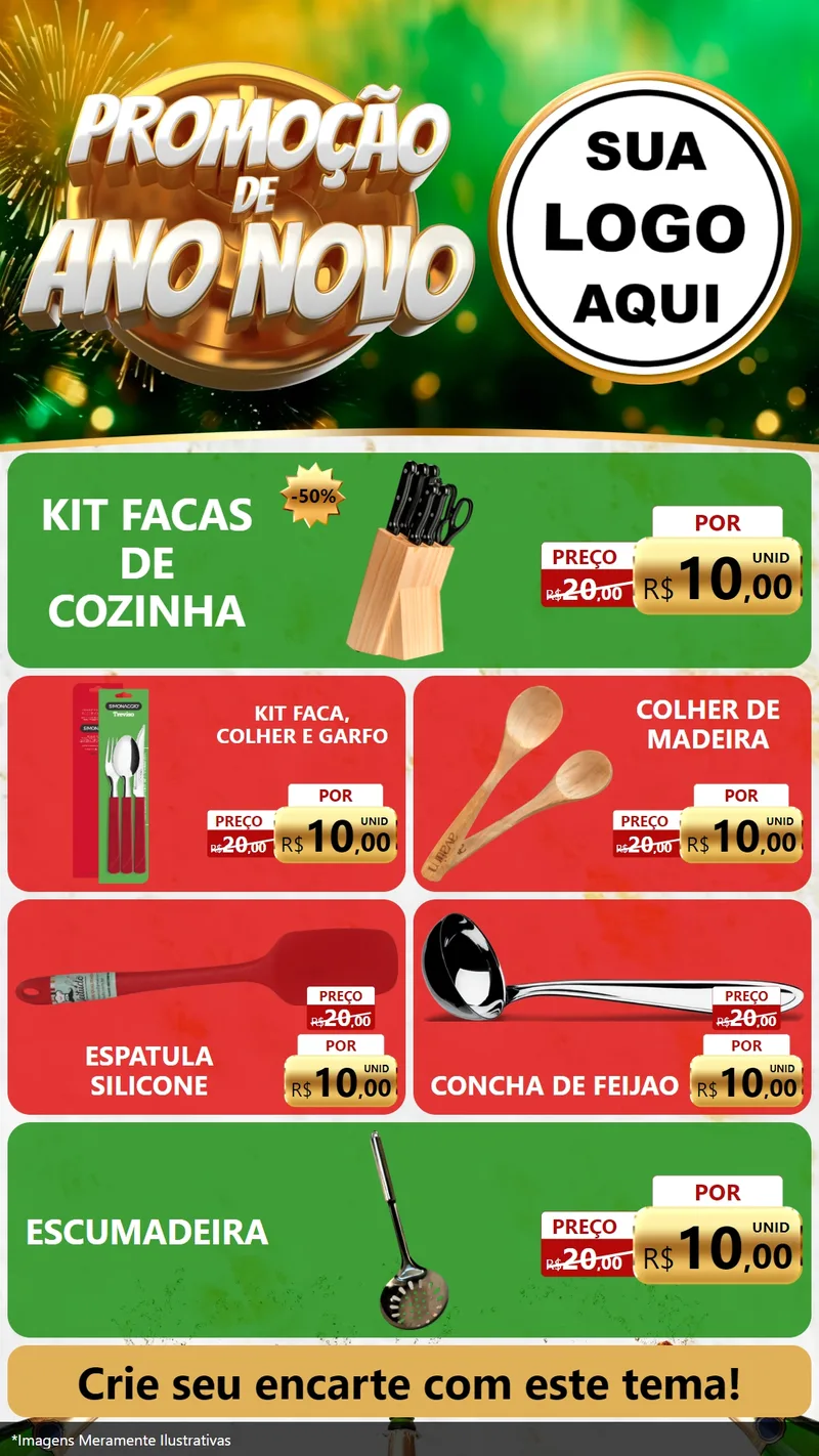 Modelo de TV para TV Vertical com o tema Promoção de Ano Novo para Utilidades Domésticas