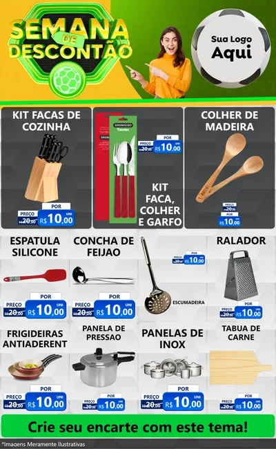 Modelo de Encarte para Encarte Grande com o tema Semana de Descontão - Copa para Utilidades Domésticas