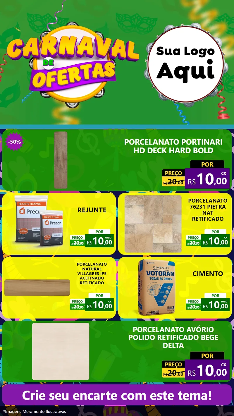 Modelo de TV para TV Vertical com o tema Carnaval de Ofertas para Pisos e revestimentos