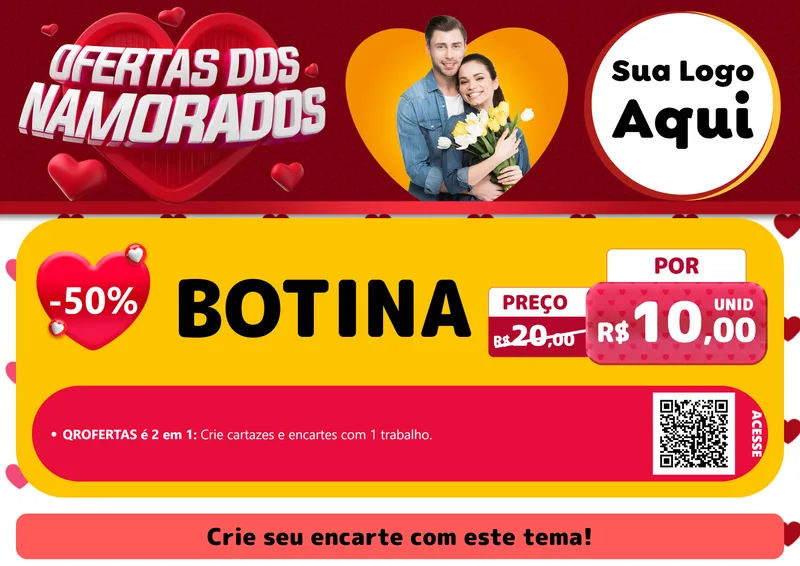 Modelo de Cartaz para Cartaz A4 Horizontal com o tema Ofertas Dos Namorados para Agropecuária