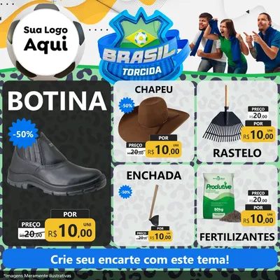 Modelo de Rede Social para Feed Facebook com o tema Brasil Torcida - Copa para Agropecuária