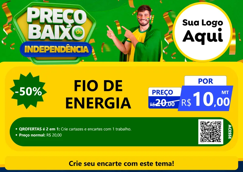 Modelo de Cartaz para Cartaz A4 Horizontal com o tema Preço Baixo de Independência para Materiais Elétricos