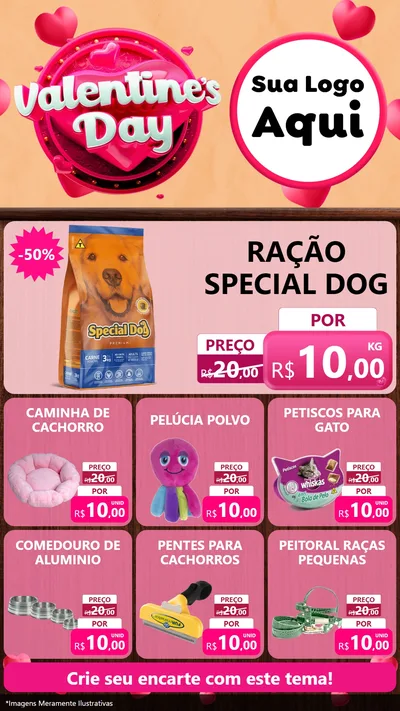 Modelo de Rede Social para Stories com o tema Valentine's Day para Pet Shop