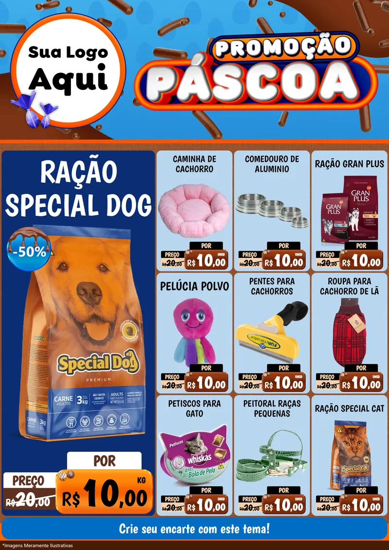 Modelo de Encarte para Encarte A4 Vertical com o tema Promoção Páscoa para Pet Shop