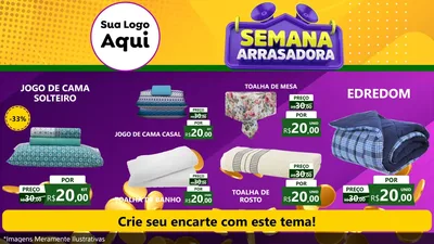 Modelo de TV para TV Horizontal com o tema Semana Arrasadora para Cama, Mesa e Banho