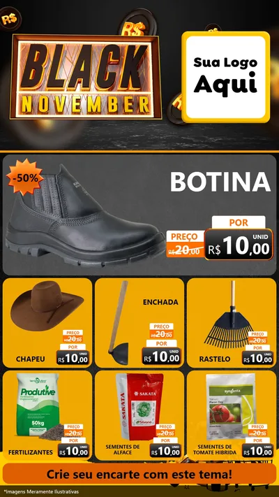 Modelo de Rede Social para Stories com o tema Black November para Agropecuária