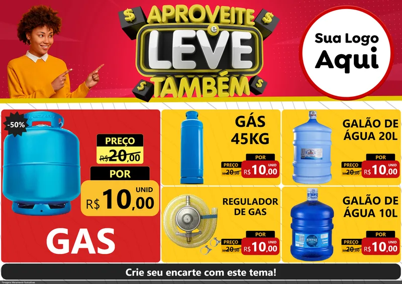 Modelo de Encarte para Encarte A4 Horizontal com o tema Aproveite e Leve Também para Água e gás
