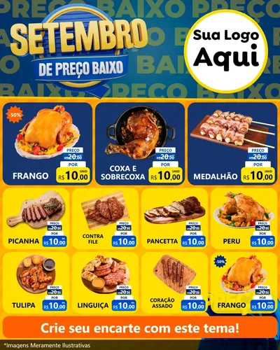 Modelo de Rede Social para Feed Instagram com o tema Setembro De Preço Baixo para Assados