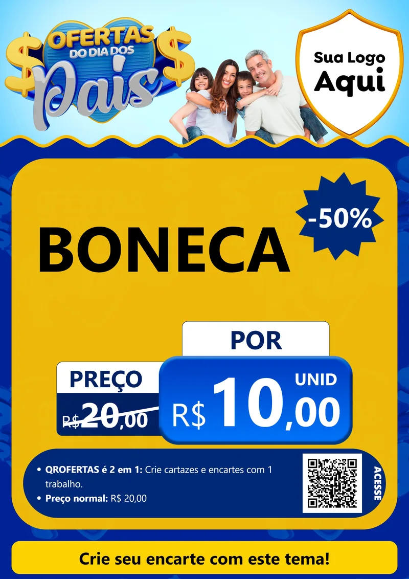 Modelo de Cartaz para Cartaz A4 Vertical com o tema Ofertas do Dia dos Pais para Brinquedos
