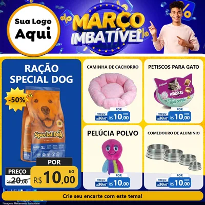 Modelo de Rede Social para Feed Facebook com o tema Março Imbatível para Pet Shop