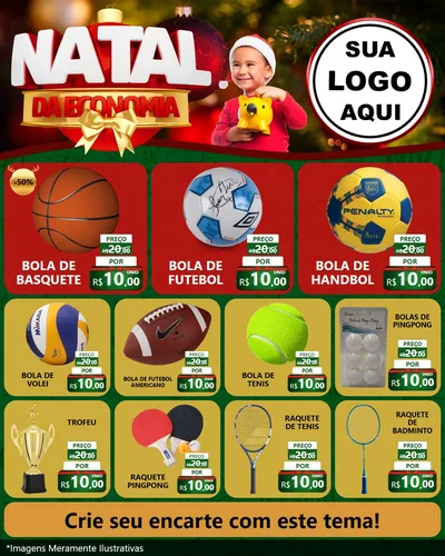 Modelo de Rede Social para Feed Instagram com o tema Natal da Economia para Artigos Esportivos