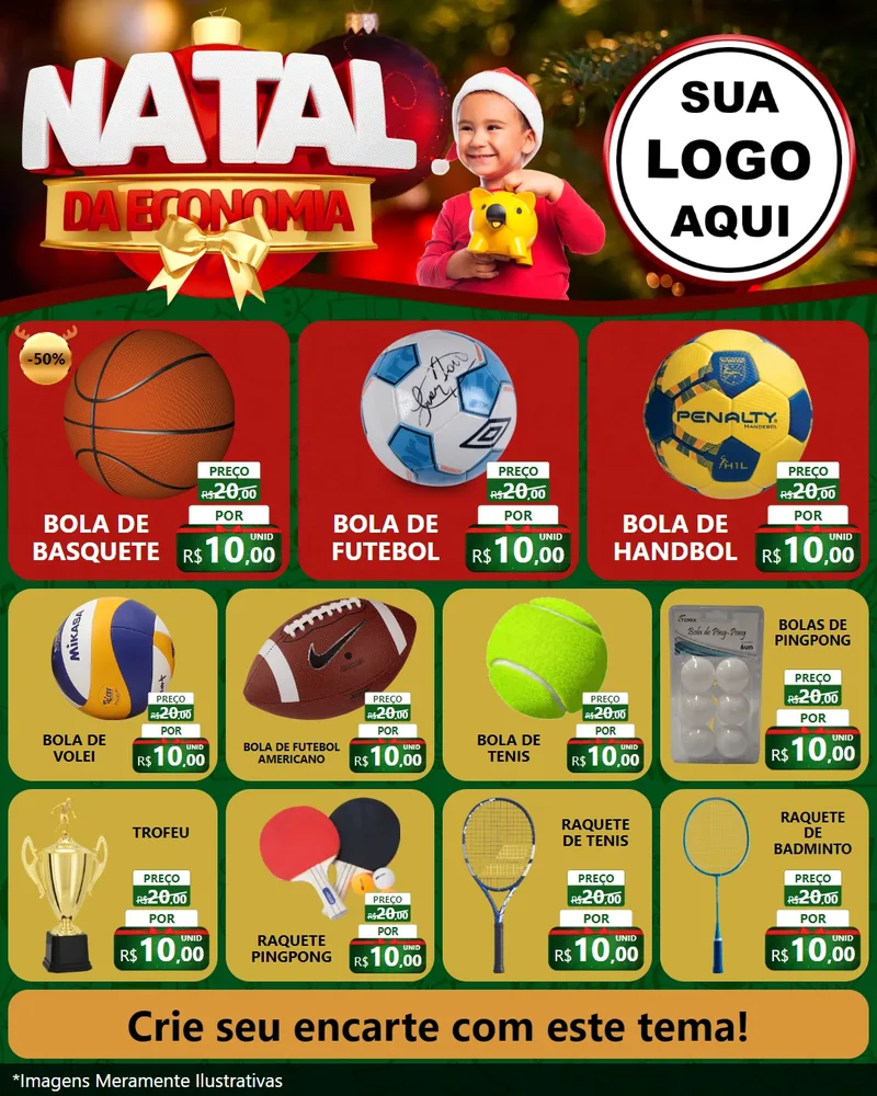 Modelo de Rede Social para Feed Instagram com o tema Natal da Economia para Artigos Esportivos