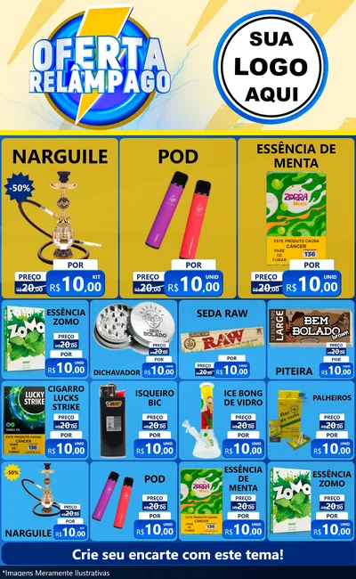 Modelo de Encarte para Encarte Grande com o tema Oferta Relâmpago para Tabacaria