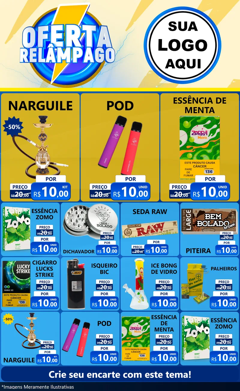 Modelo de Encarte para Encarte Grande com o tema Oferta Relâmpago para Tabacaria