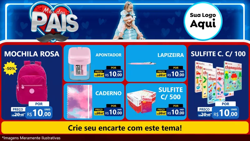 Modelo de TV para TV Horizontal com o tema Mês Dos Pais para Papelaria