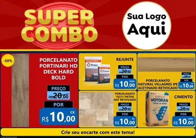 Modelo de Encarte para Encarte A4 Horizontal com o tema Super Combo para Pisos e revestimentos