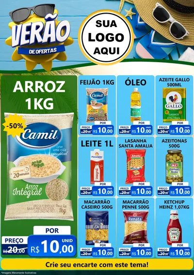 Modelo de Encarte para Encarte A4 Vertical com o tema Verão de Ofertas para Supermercado