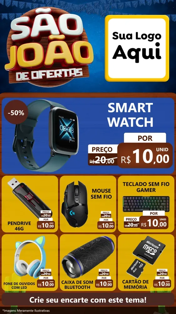 Modelo de Rede Social para Stories com o tema São João Ofertas Imbatíveis! - Junina para Informática