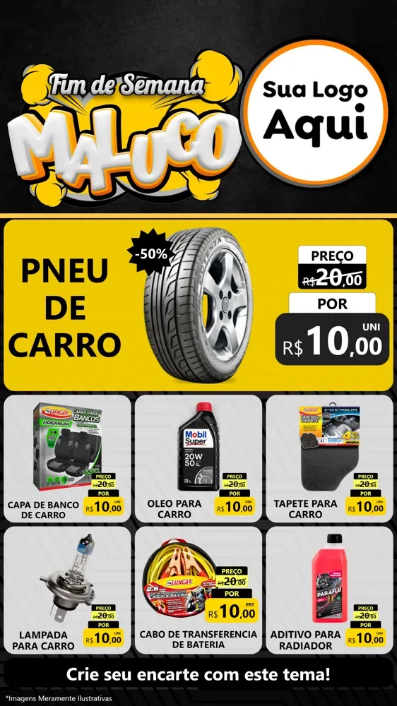 Modelo de Rede Social para Stories com o tema Fim de Semana Maluco para Auto peças
