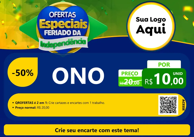 Modelo de Cartaz para Cartaz A4 Horizontal com o tema Ofertas Especiais Feriado da Independência para Óticas