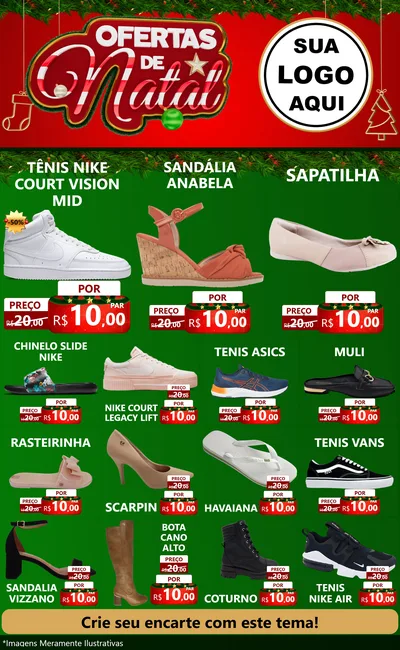 Modelo de Encarte para Encarte Grande com o tema Ofertas de Natal para Calçados