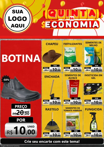 Modelo de Encarte para Encarte A4 Vertical com o tema Quinta da Economia para Agropecuária
