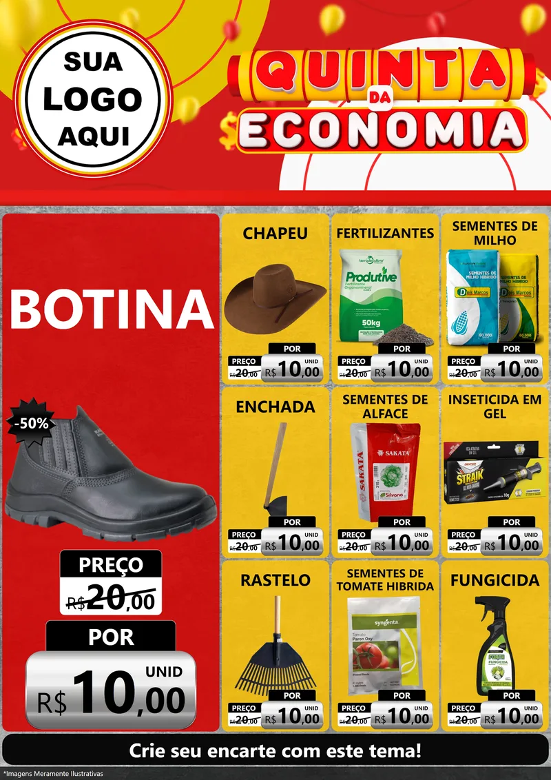 Modelo de Encarte para Encarte A4 Vertical com o tema Quinta da Economia para Agropecuária