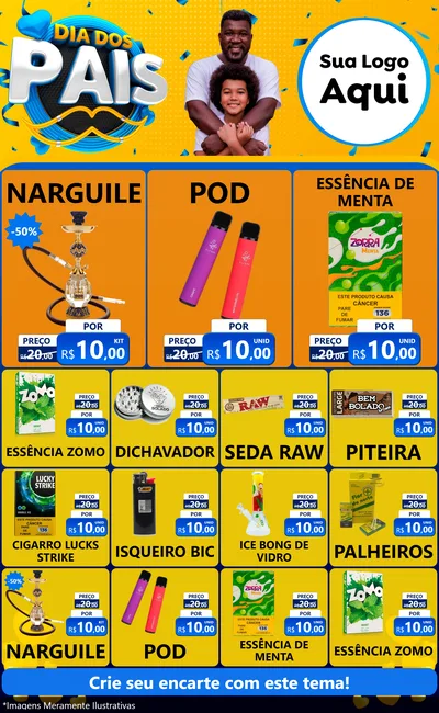 Modelo de Encarte para Encarte Grande com o tema Dia dos Pais para Tabacaria
