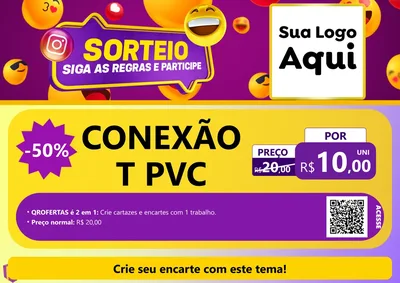 Modelo de Cartaz para Cartaz A4 Horizontal com o tema Sorteio para Tubos e conexões