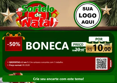 Modelo de Cartaz para Cartaz A4 Horizontal com o tema Sorteio de Natal para Brinquedos