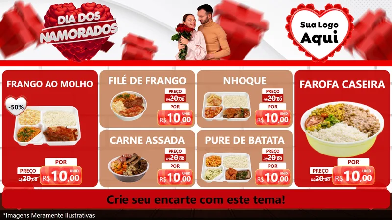 Modelo de TV para TV Horizontal com o tema Dia dos Namorados para Restaurante