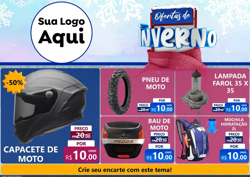Modelo de Encarte para Encarte A4 Horizontal com o tema Ofertas de Inverno para Moto peças