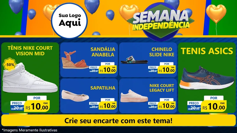 Modelo de TV para TV Horizontal com o tema Semana da Independência para Calçados