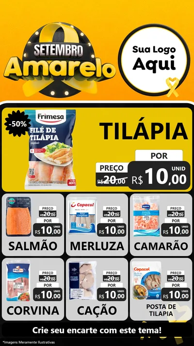 Modelo de Rede Social para Stories com o tema Setembro Amarelo para Peixaria