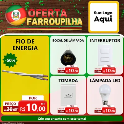 Modelo de Rede Social para Feed Facebook com o tema Oferta Farroupilha para Materiais Elétricos