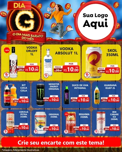 Modelo de Rede Social para Feed Instagram com o tema Dia G - O Dia Mais Barato Do Mês para Distribuidora de bebidas