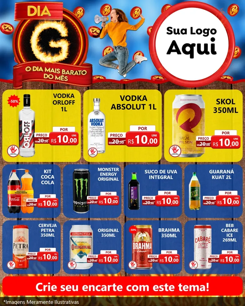Modelo de Rede Social para Feed Instagram com o tema Dia G - O Dia Mais Barato Do Mês para Distribuidora de bebidas