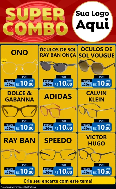 Modelo de Encarte para Encarte Grande com o tema Super Combo para Óticas