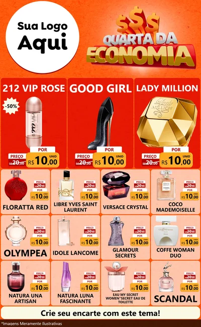 Modelo de Encarte para Encarte Grande com o tema Quarta da Economia para Perfumes